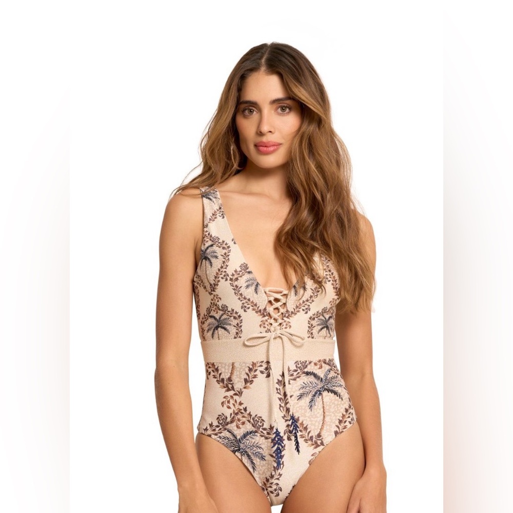 NWT Cosita Linda Embroidered One Piece Swimsuit in Sunset Serenade Size M